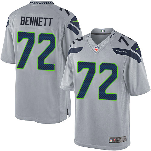 Men's Limited Michael Bennett Nike Jersey Grey Alternate - #72 NFL Seattle Seahawks